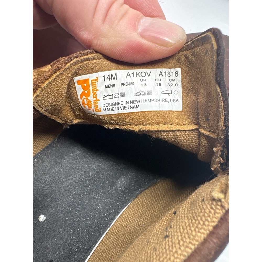 Timberland PRO Mens A1K0V Brown Leather Safety Toe Work Shoes Size 14M SD+ - Picture 6 of 7